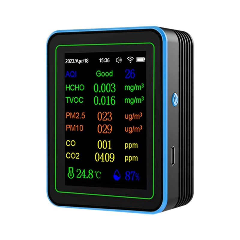 Wifi 12 в 1 монитор качества воздуха Tuya многофункциональный PM2.5 AQI PM1O HCHO TVOC CO CO2 экран