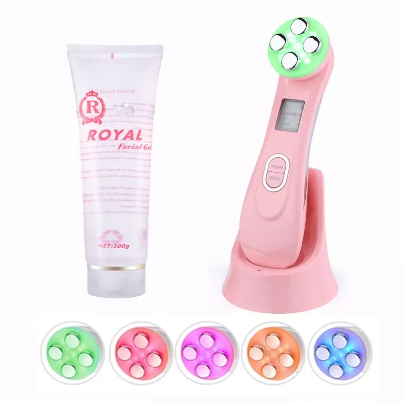 

5 in 1 Led Skin Tightening Machine with Moisturizing Gel Skincare Electroporation Beauty EMS Radio Frequency Facial Lifting Tool