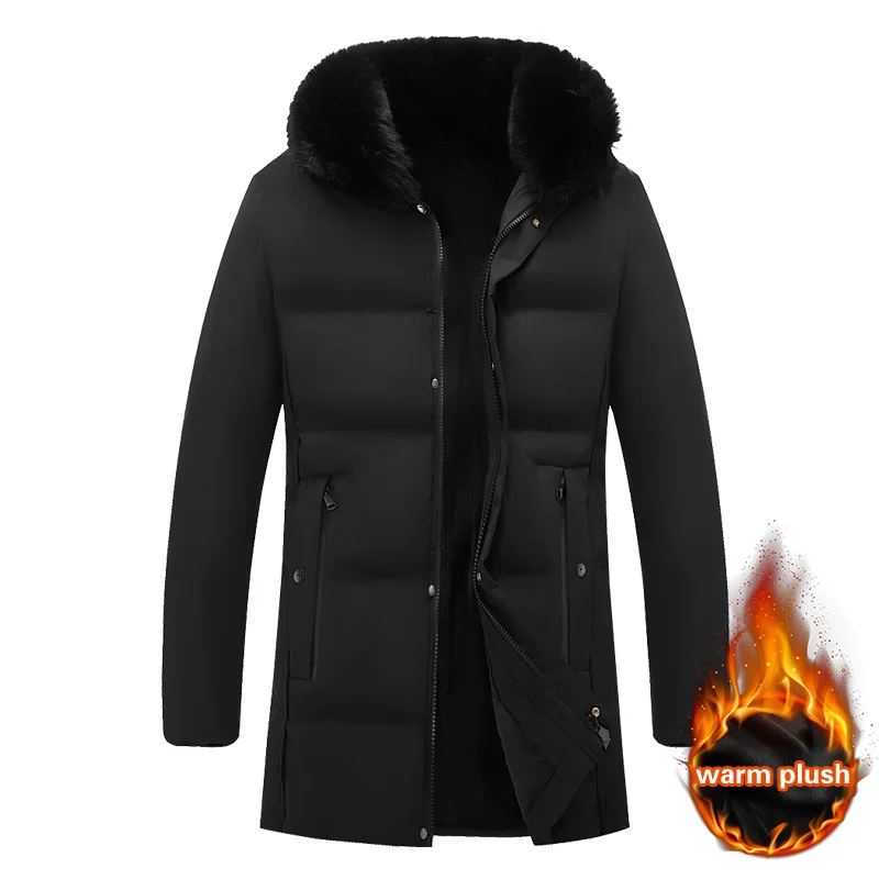 

New Winter Men Fur Lined Turn Down Collar Jacket Male Casual Coats Long Style Parkas Man Jaqueta Masculina Plus Size 5XL
