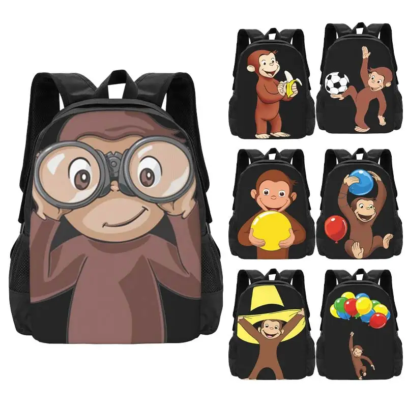 Monkey Curious George Backpack for Girls Boys Travel RucksackBackpacks for Teenage school bag