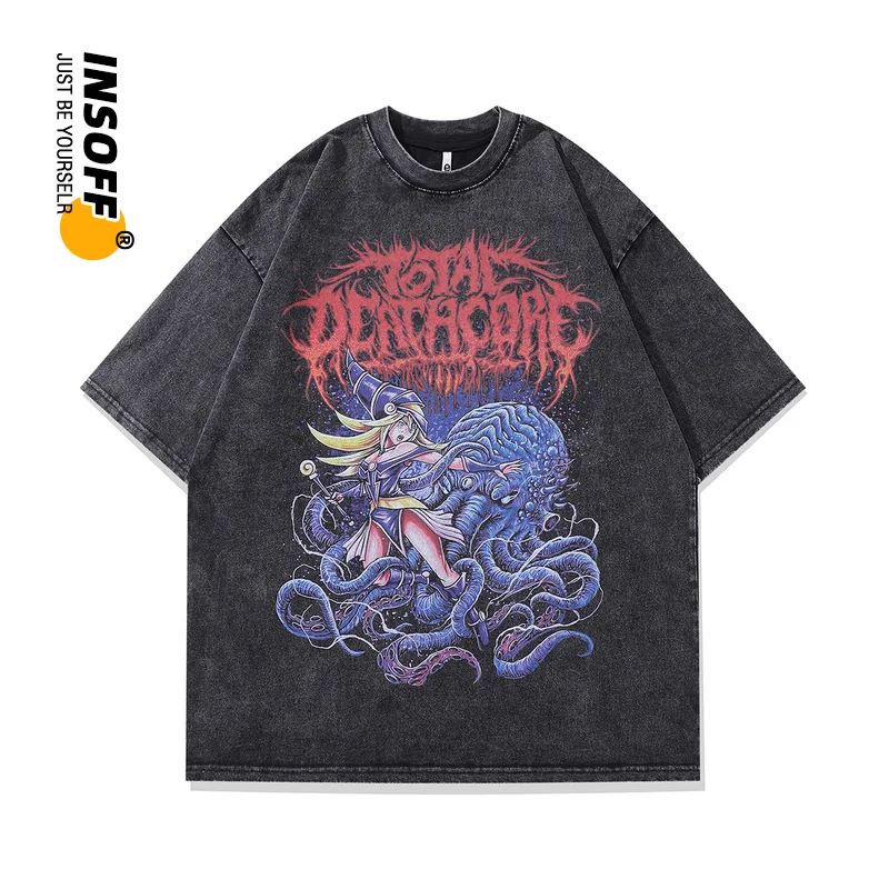 

Original Designer Japanese Fashion Anime Graphic Quality Cotton Washed Vintage Oversized Y2k Hort Sleeve Tee Streetwear T-shirt