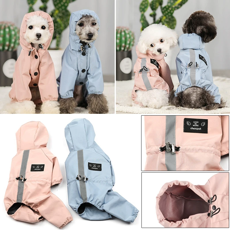 

Дождевик с капюшоном для собак, одежда для домашних животных, куртка, водонепроницаемый светоотражающий комбинезон для собак, дышащий мягк...