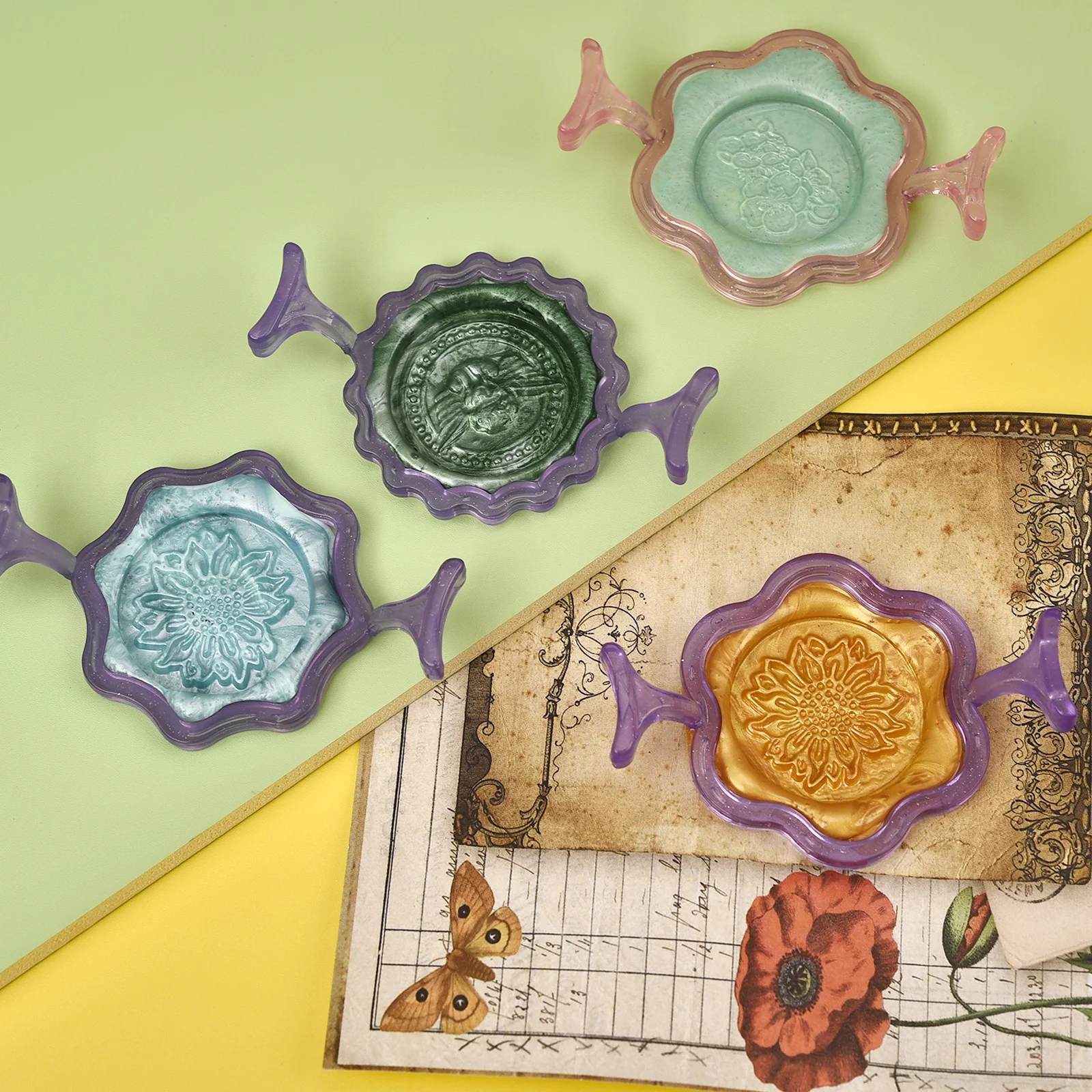 

Wax Seal Stamp Rings Round Flower Oval Square Hexagonal Mold Shapes for Wax Seal Mold for Wedding Envelope Craft Gift Wrapping