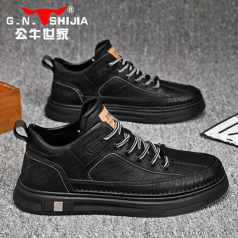 

Высококачественная Мужская кожаная дышащая повседневная Нескользящая модная обувь