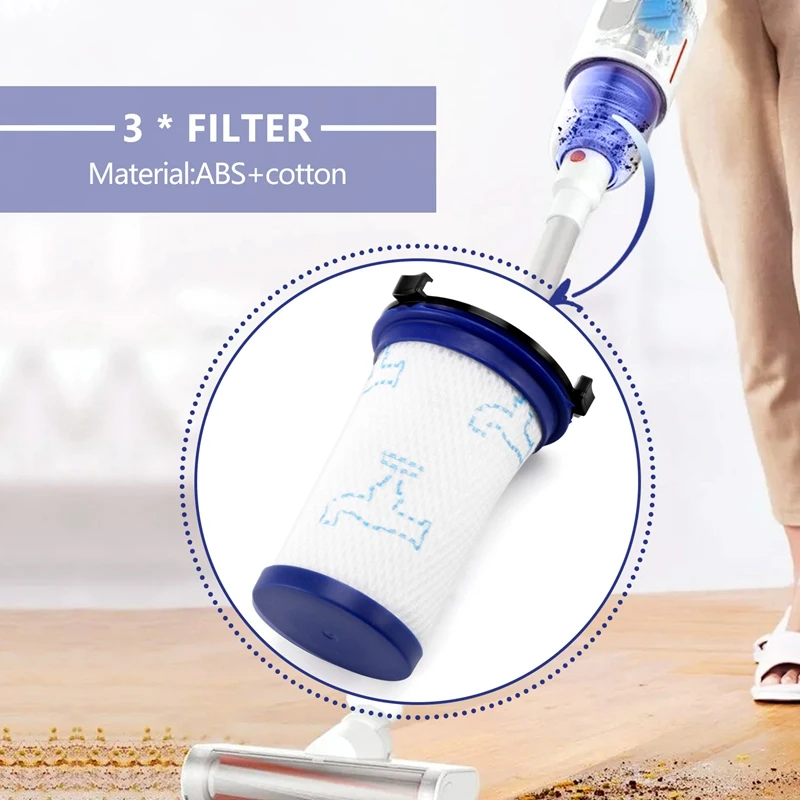 3 Pack Replacement Filter Accessories For Rowenta Air Force 360 X-Pert Vacuum Cleaner