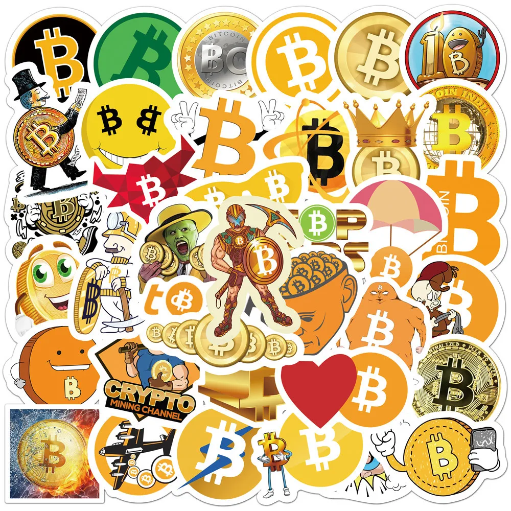 

10/30/50PCS Bitcoin Encrypted Virtual Currency BTC Cartoon Graffiti Stickers Luggage Guitar Skateboard Funny Kid Sticker Decal