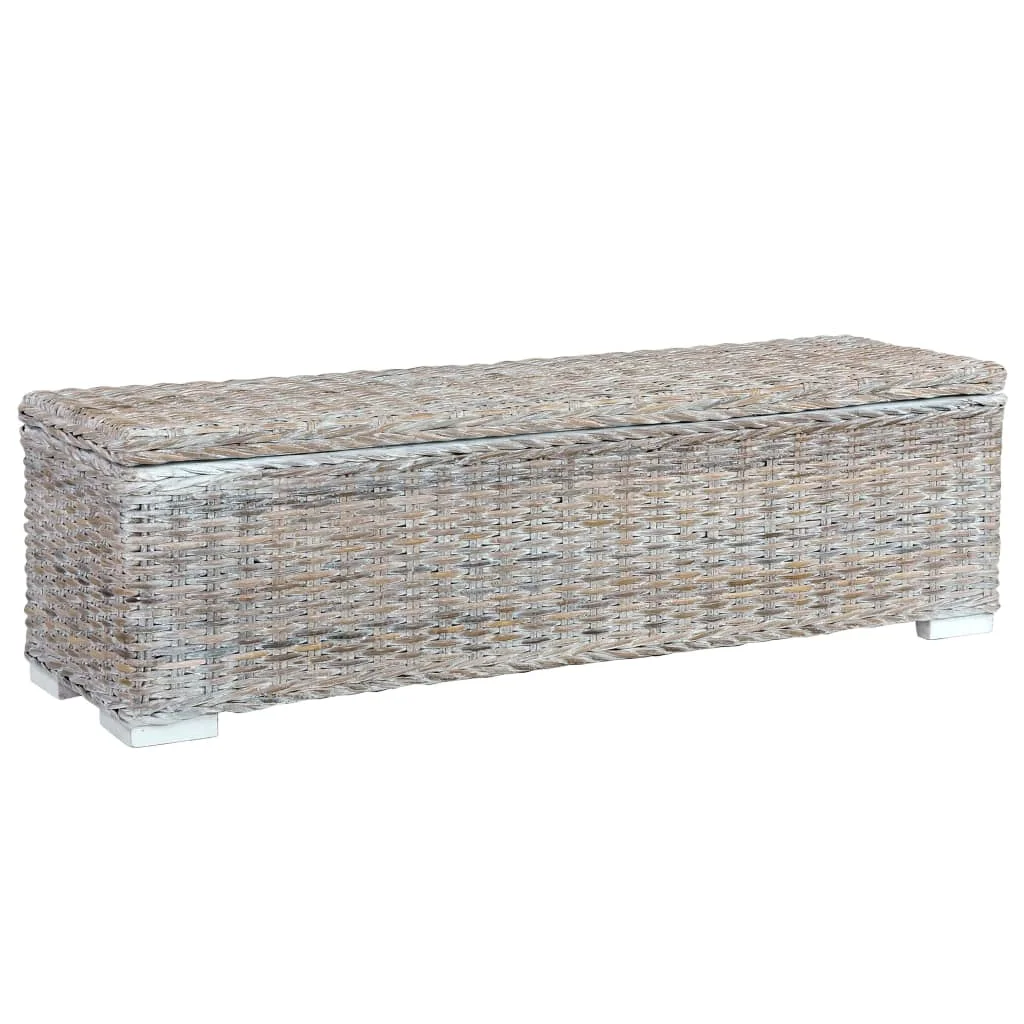 

Garden Outdoor Patio Bench Outside Deck Benches Seating Furniture Storage Box Seat White Rattan and Solid Mango Wood