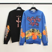 harajuku streetwear cactus jack gaming structure chart flame print sweatshirts men women fashion hip hop oversize fleece hoodies