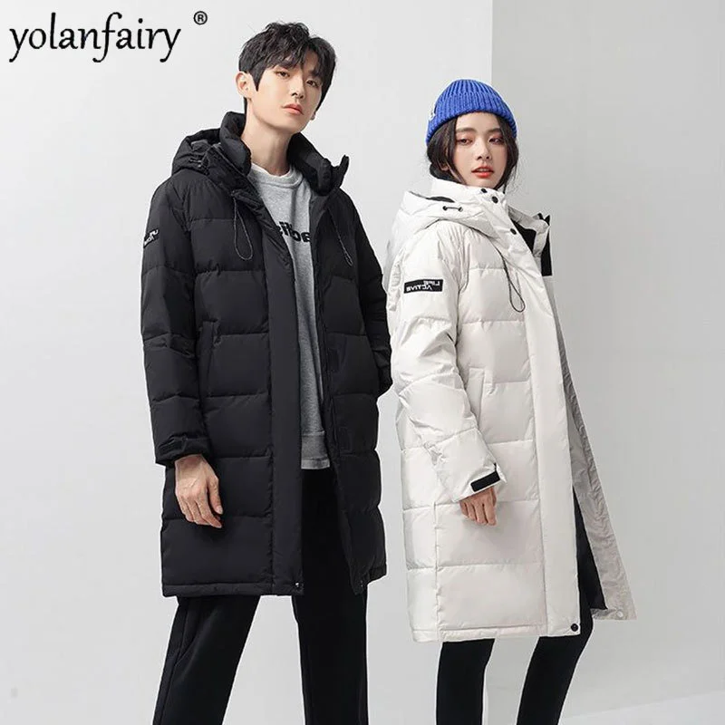 Down Winter Jacket for Men and Women Coat 2023 New Medium Korean Winter Couples Thickened Thermal Coat Down Clothes Manteaux FCY