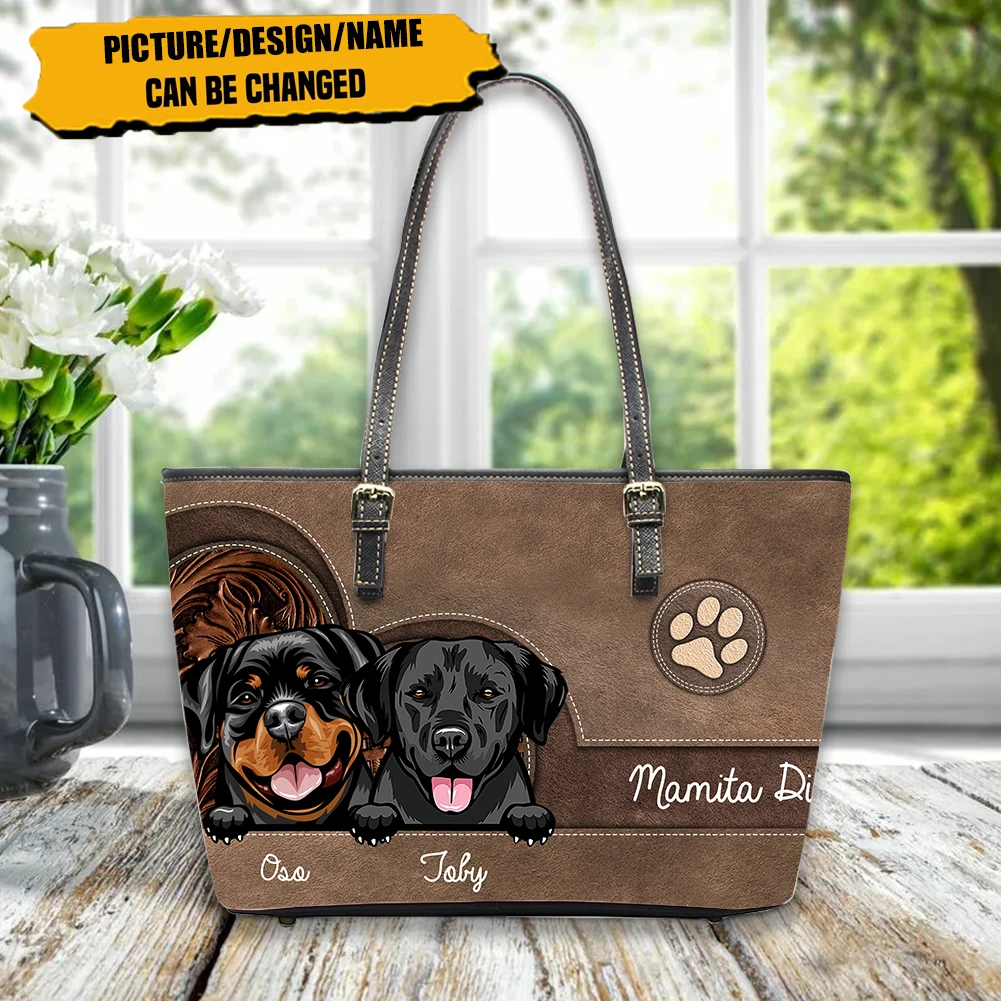 

FORUDESIGNS Cute Pet Rottweiler Print Leisure Travel Bag Custom Name Design High Quality Large Tote Bags for Ladies