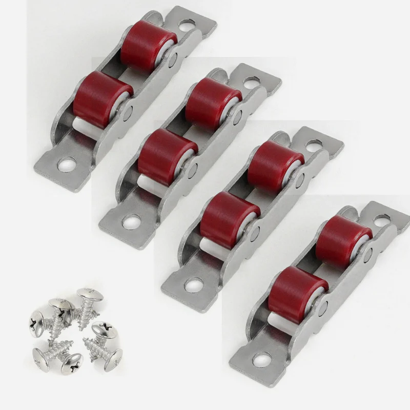 

4 Pcs/lot stainless steel door window silent nylon pulley slot wheel sliding door fittings glass door sliding rollers