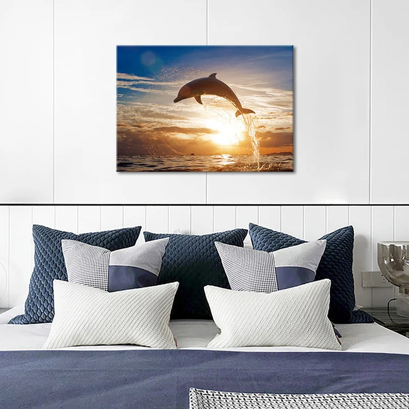 

Dolphin Warm Art Painting Gifts Living Room Background Posters and Canvas Prints Decoration Wall Art Canvas Painting Home Decor