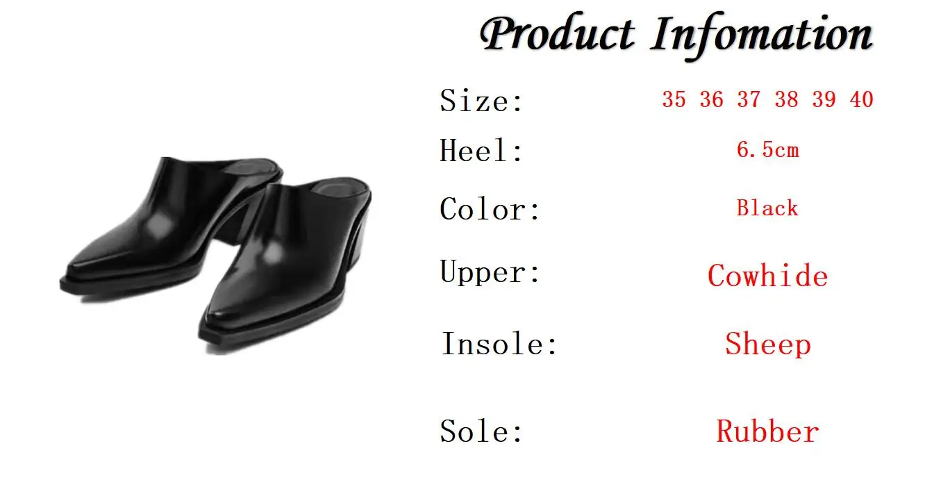 Maxdutti French Retro Square Toe High Heel Mule Shoes Fashion Leather Shoes Women