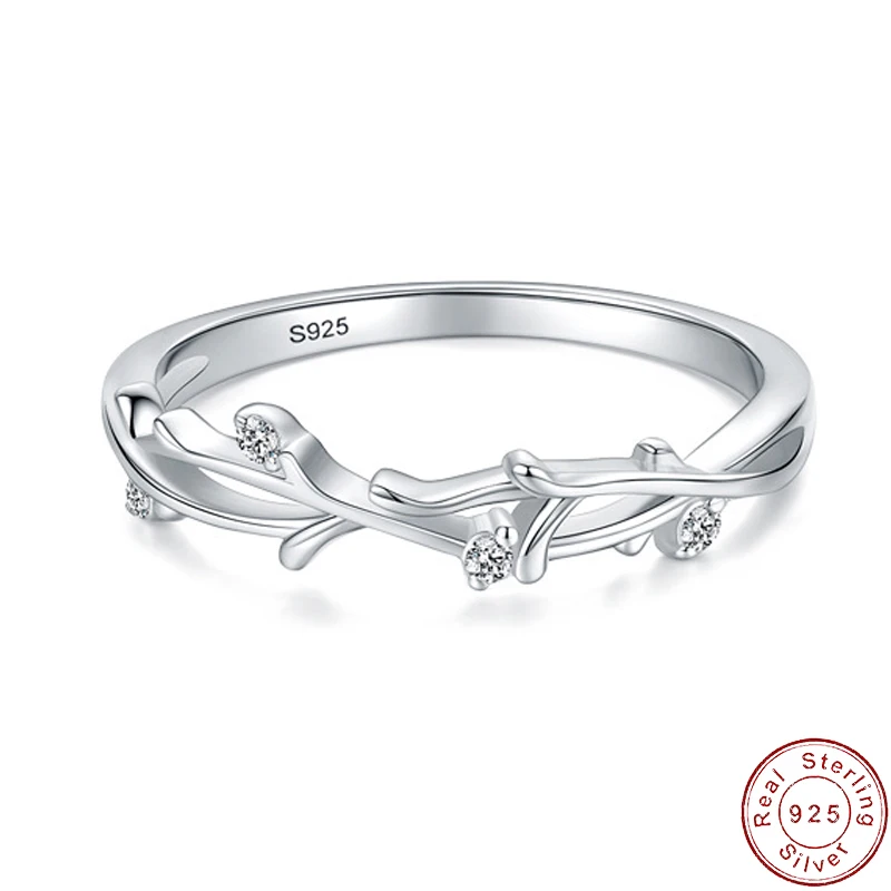 JIALY сверкающее европейское свежее ветки AAA циркон S925 кольцо на палец из