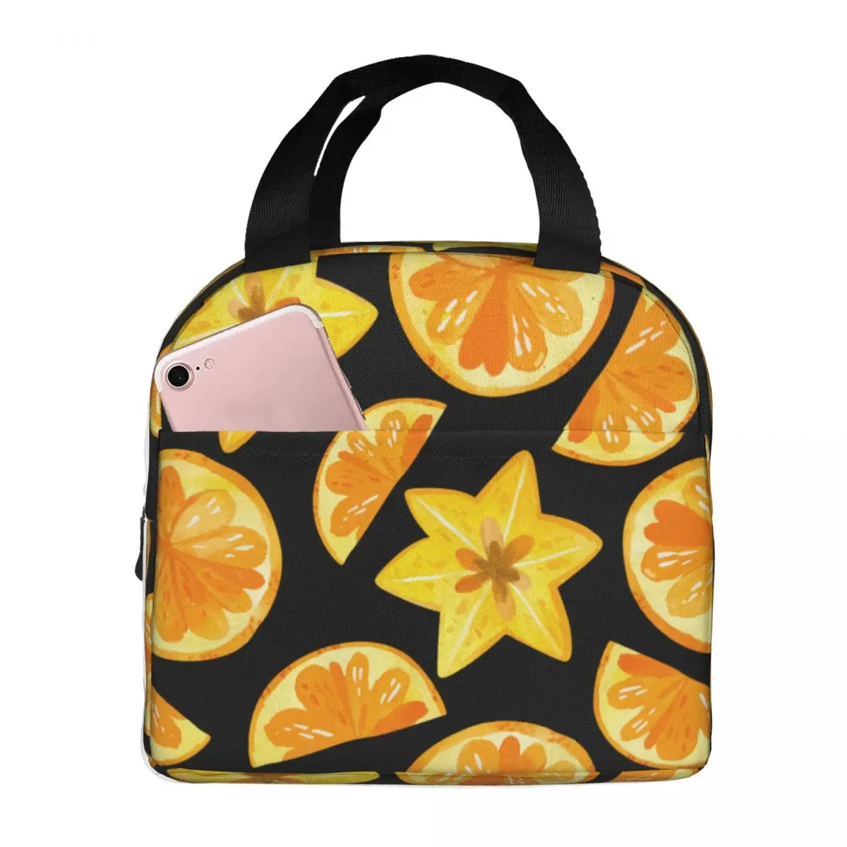 

Citruses Carambola Watercolor Cooler Bag Portable Zipper Thermal Lunch Bag Convenient Lunch Box Tote Food Bag