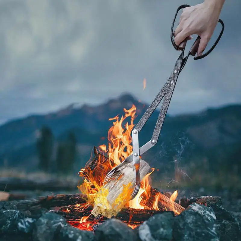 

Щипцы для дрова из нержавеющей стали, плоскогубцы для камина, инструмент для гриля, для открытого воздуха, для кемпинга, для костра, щипцы для угля