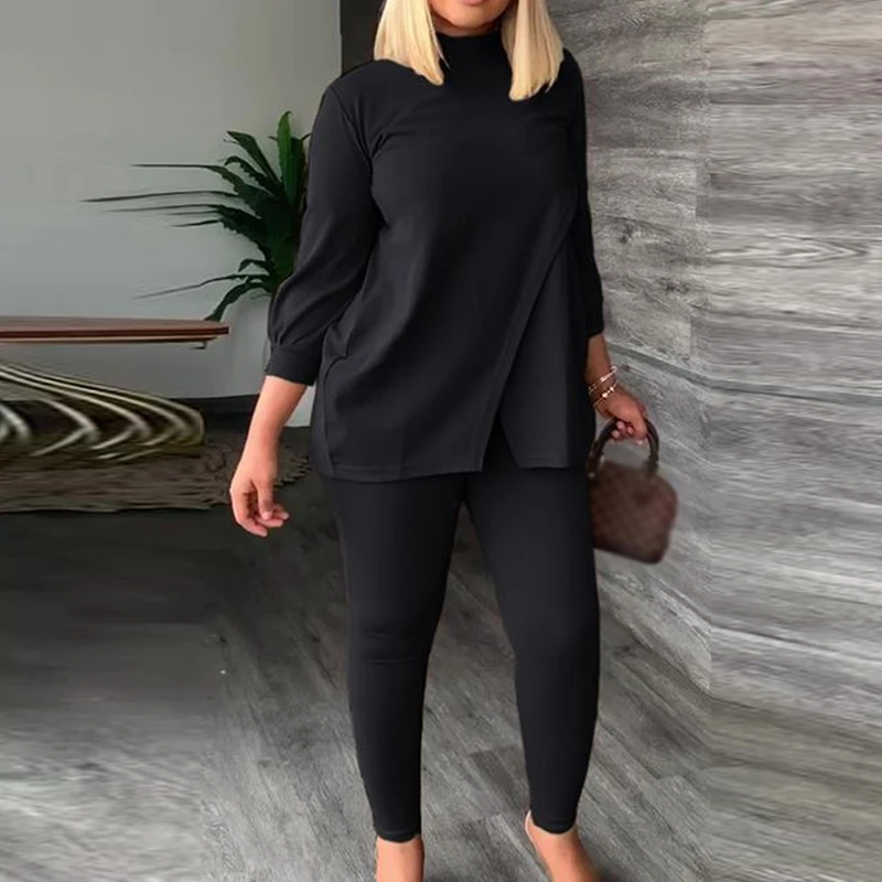 

Женский Повседневный костюм из футболки с длинным рукавом и брюк для бега