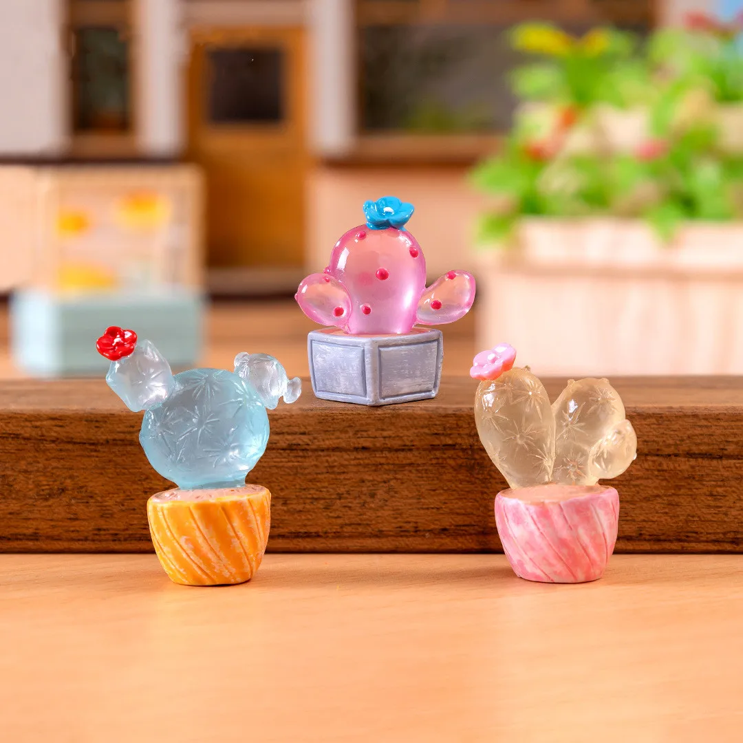 Фигурки миниатюры фосфоресцирующий искусственный кактус микроландшафтные