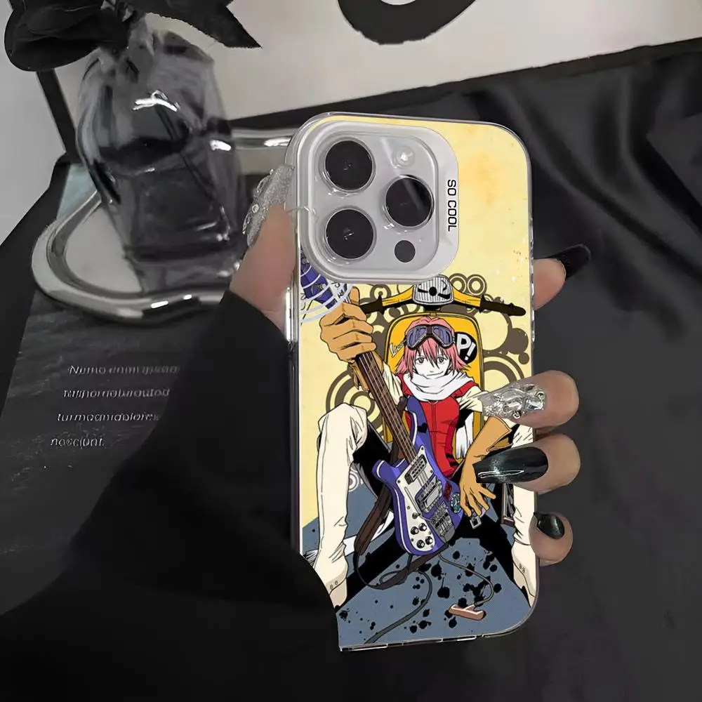 Фото Чехол Fooly Cooly FLCL Anime C-cyber Love для iPhone 17 16 15 14 Pro Max Plus, силиконовый, серебристый, жесткий чехол-накладка №5