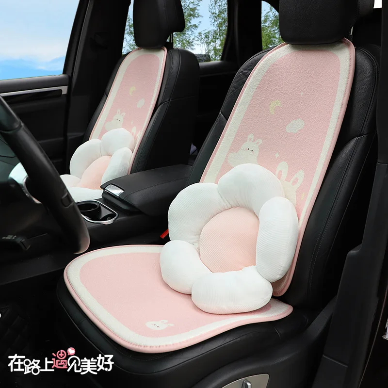 

Plush Car Seat Covers Pink Car Accessories Interior Woman Seat Covers fit most Car Interior Accessories Lovely Cloud Rabbit