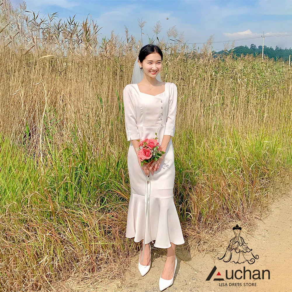 

Auchan Prom Dress Evening Dress Three Quarter Ankle Length Elegant Wedding Party Formal Gowns For Women Arabic
