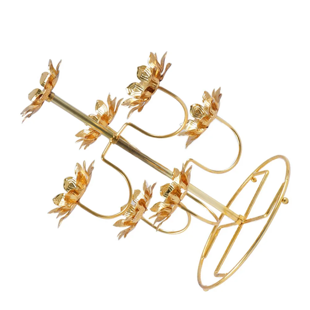 

Holder Lotus Stand Lamp Candlestick Temple Tealight Oil Metalholders Candleholdershaped Vintage Light Flower Decorative Tea