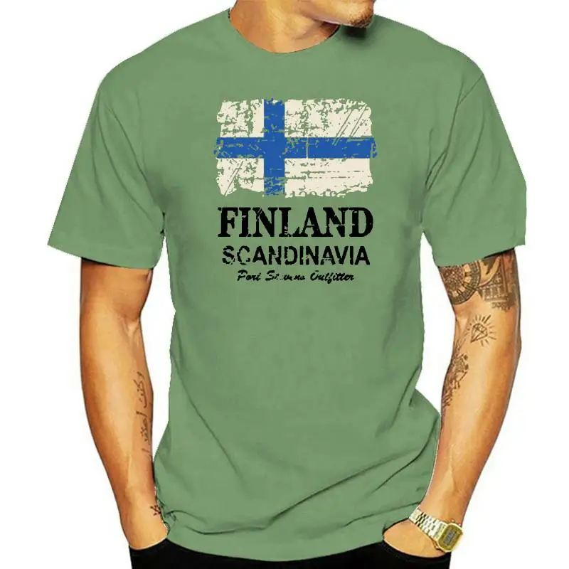 

Hot Sale 2022 Finland Flag shirt Classic hand painted Short Sleeve Pre-cotton Vintage Men t-shirt Male finland nation t shirts
