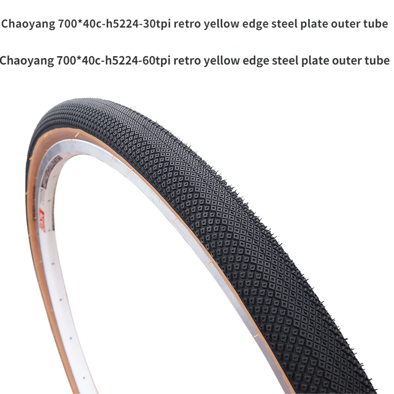 

Chaoyang Bicycle Tire Road Vehicle Outer Tire 700*40c Yellow Edge Retro Tire H5224 Bicycle Inner Tube Parts 2PSC