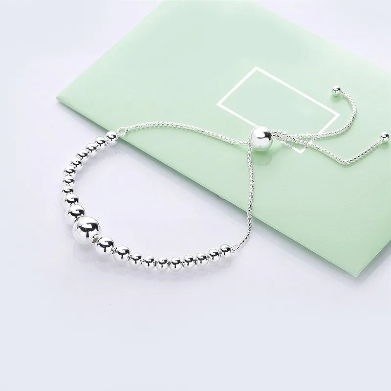 

Free Shipping Real 925 Sterling Silver Adjustable String With Bracelet Fit European Charm Bracelets Women Jewelry