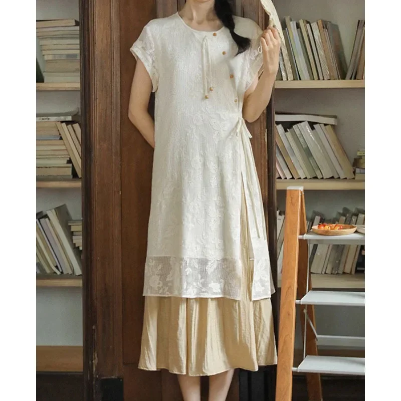 Полый жаккардовый женский кардиган в китайском стиле комплект из 2 предметов