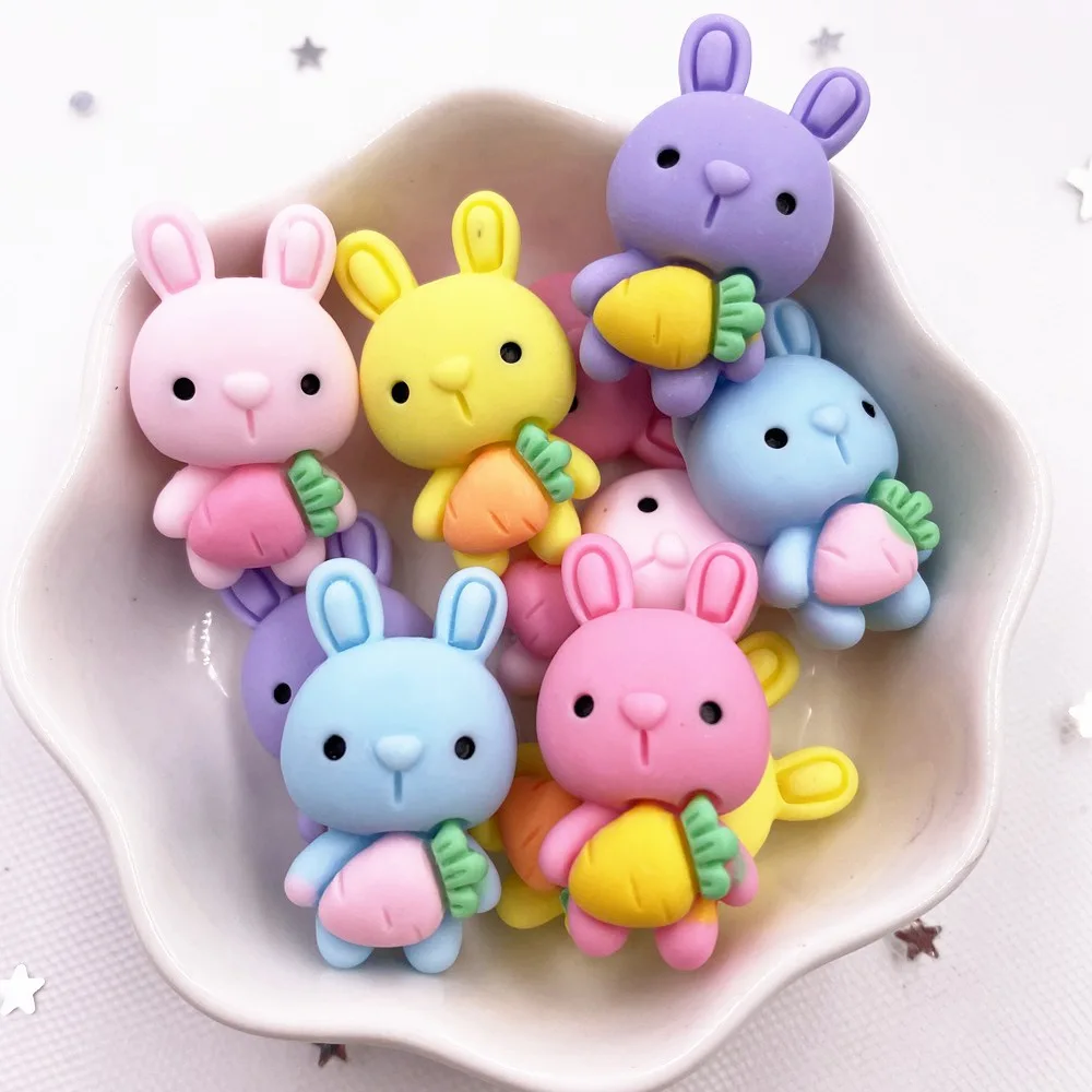 10 шт. разноцветные кавайные кролики из смолы редис кабошон с плоской задней