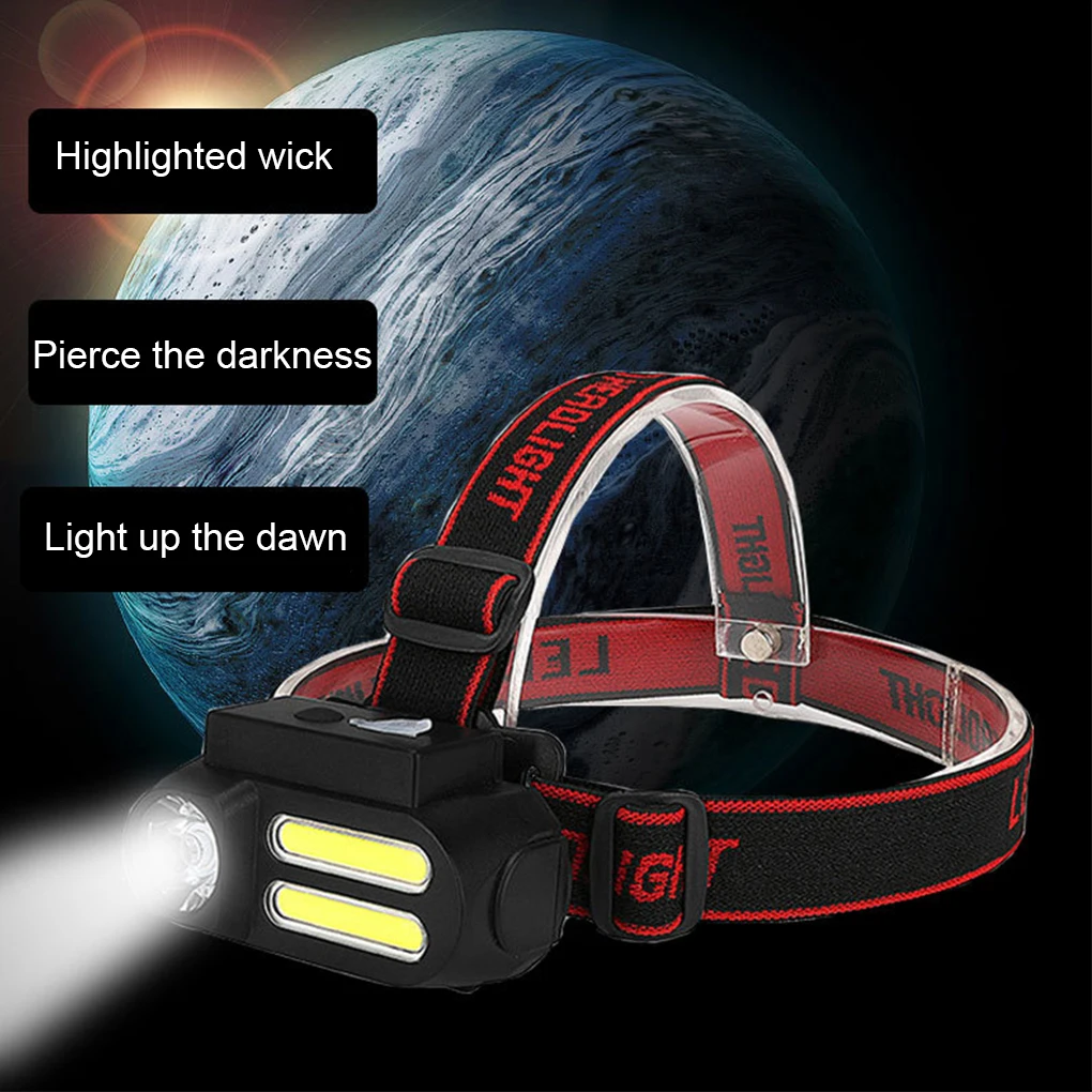 

COB Headlight Button Switch Rechargeable Waterproof 90 Degree Adjustable Replacement Outdoor Emergency Biking Headlamp