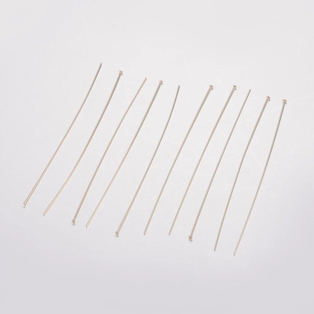 

5PCS JK Findings Yellow Gold Filled Flat Head Pins 1/20 14K Gold Filled 50x0.3mm