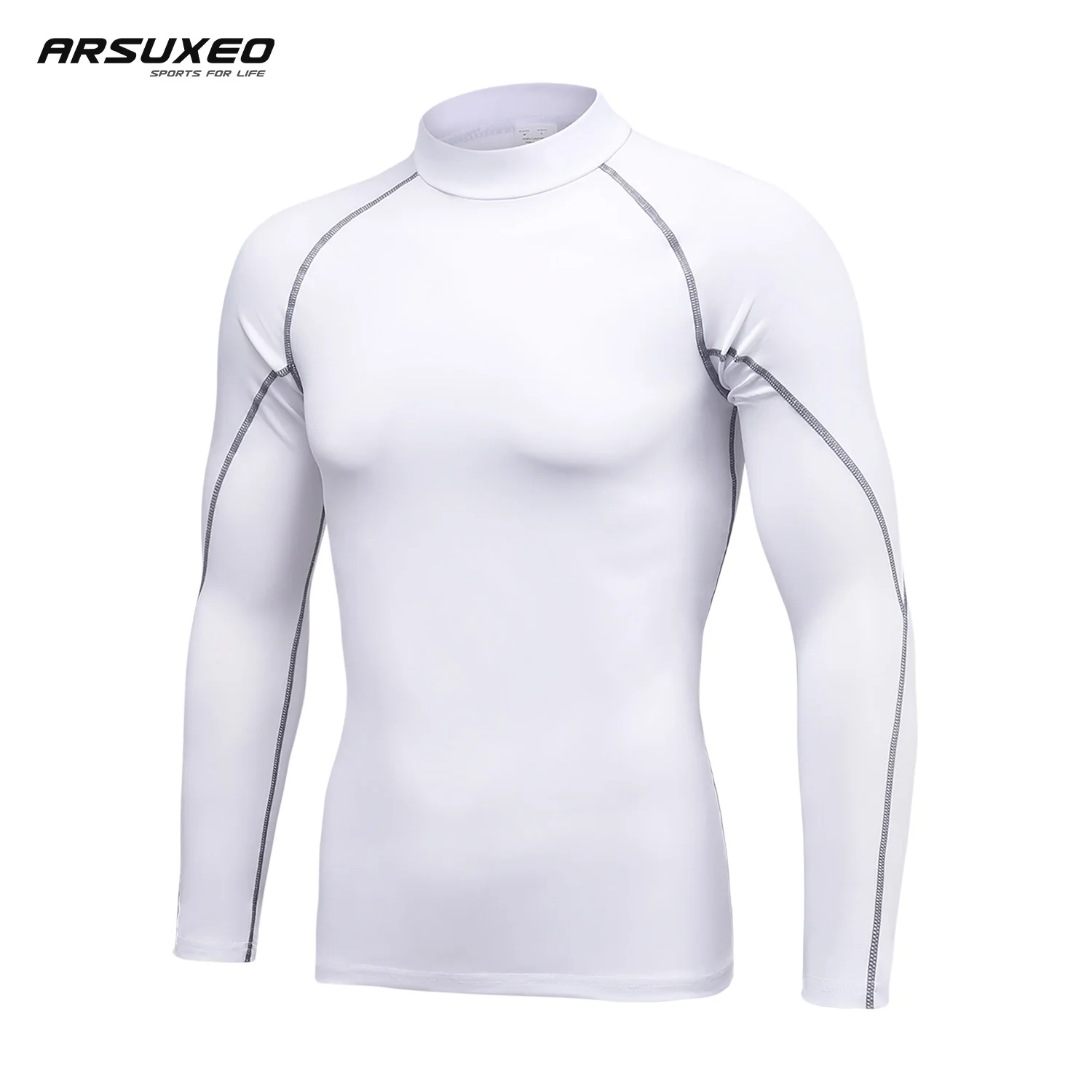 

ARSUXEO Men Compression T-shirt Long Sleeve Quick Dry Running Shirt Bodybuilding Fitness Gym Workout Training Sport T-Shirt