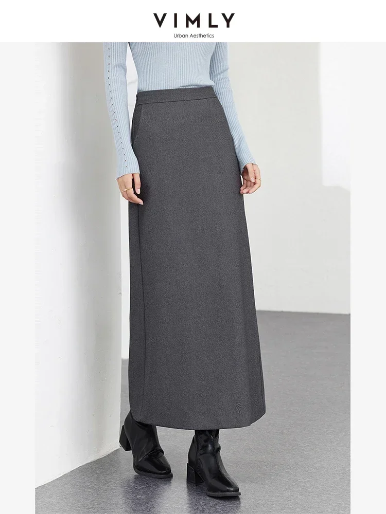 VIMLY женские классические длинные юбки в стиле ретро осенние элегантные офисные