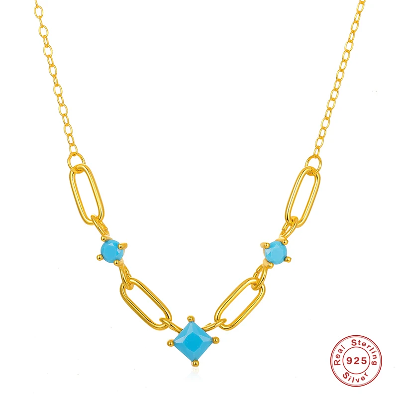 

Женское колье из серебра 925 пробы, с бирюзовым кулоном