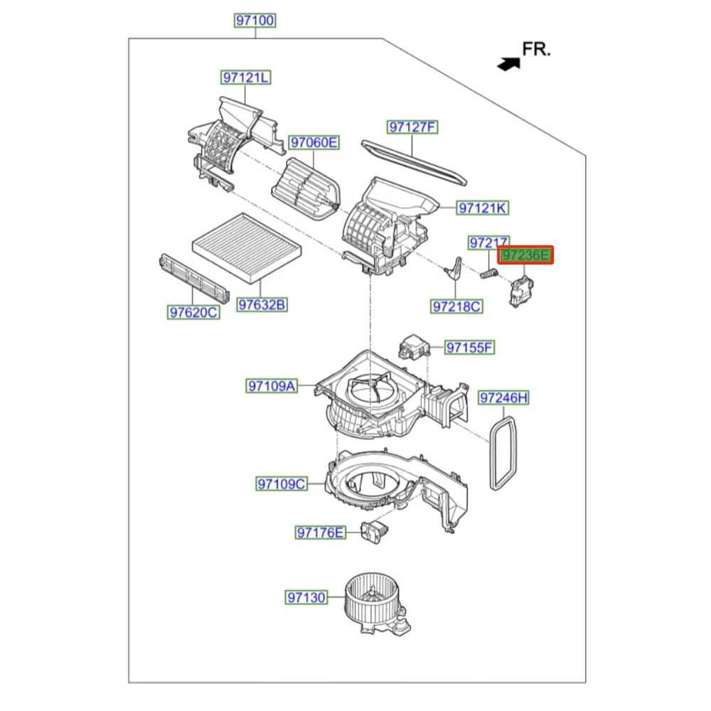 Привод 97159C2000-Температурная дверь для 2015-2017 Hyundai Sonata LF двигатель кондиционера цикл