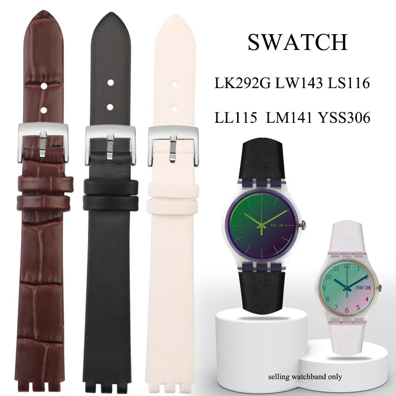 

Ladies Small Dial Leather Watch band 12mm For Swatch YSS306/LP131/LW143/LK292G Stainless Steel Clasp Women Business Watch Strap