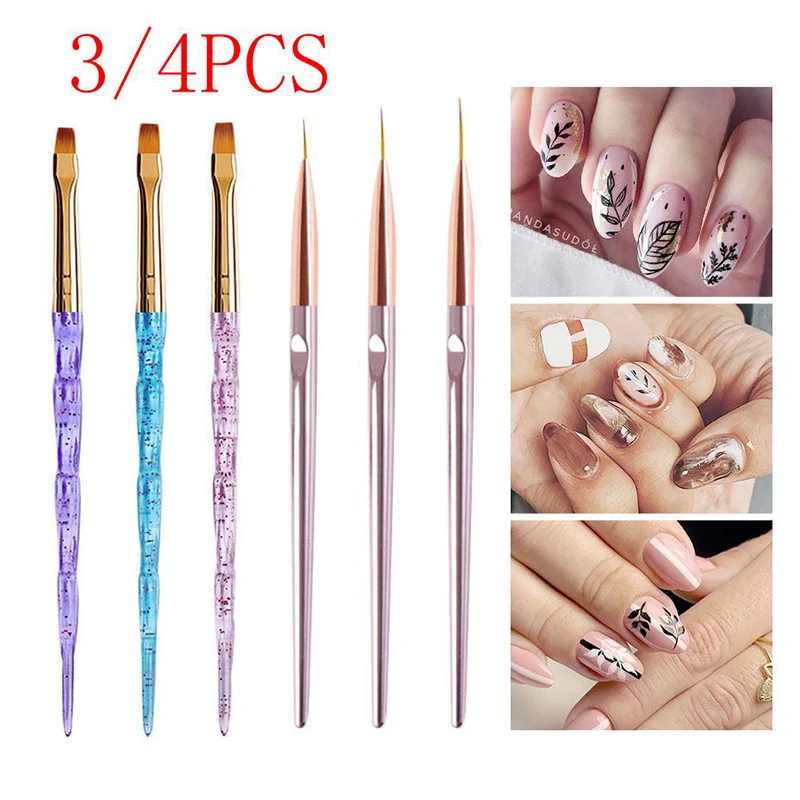 

3Pcs/Set Nail Art Brush multi Color Crystal Liner Dotting Acrylic Builder Painting Drawing Carving Pen UV Gel Manicure Tool