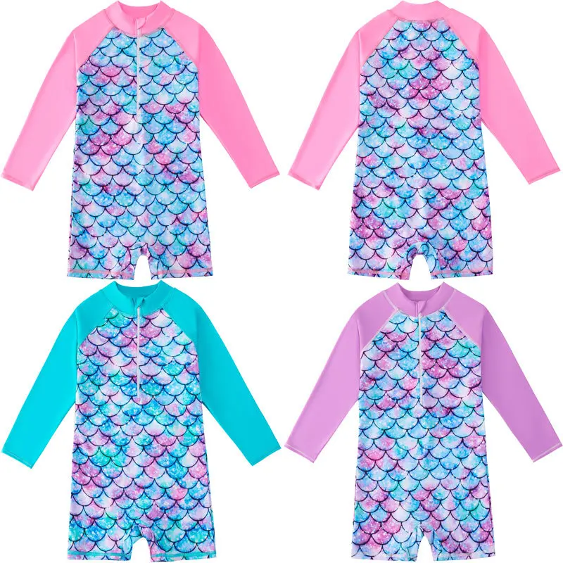 

Girls' Swimsuit Ins Children's Long Sleeved One Piece Swimsuit Girls' Mid To Large Beach Swimsuit