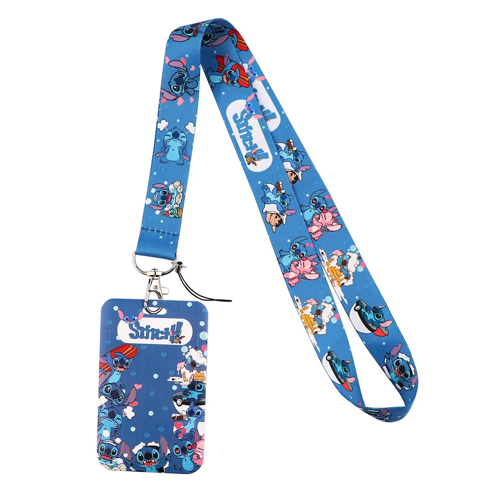 Lilo Stitch Creative Lanyard Card Holder Student Hanging Neck Phone Lanyard Badge Subway Access Card Holder Accessories Gifts images - 6