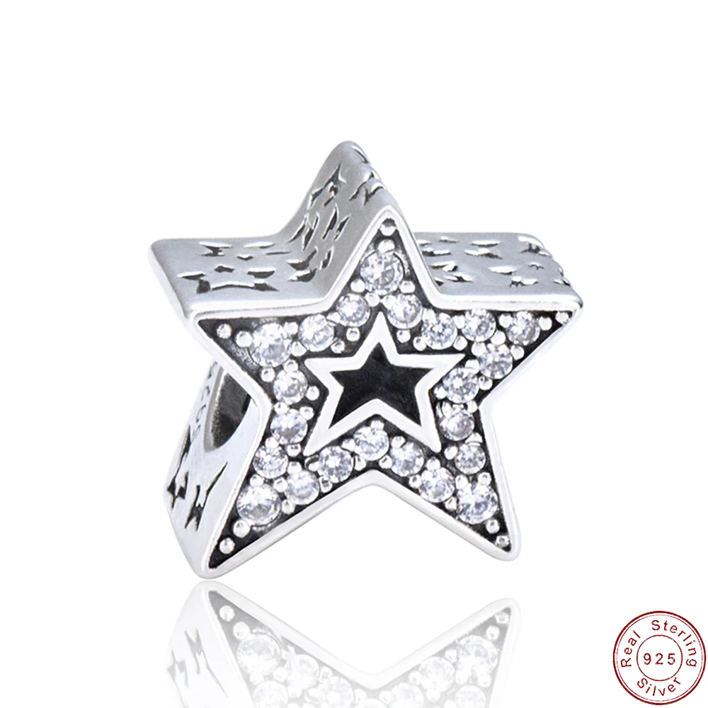 

Authentic S925 Sterling Silver Charm AAA CZ Sprkling Stars For Original Women Bracelet Necklace Chain Jewelry
