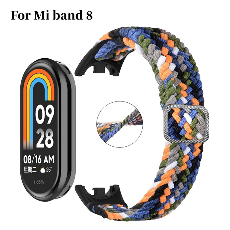 Braided Strap for Mi band 6 7 8 Bracelet Elastic Nylon Loop Adjustable Miband4 5 correa Wristband for Xiaomi Mi band 4 3 5 6 7 8