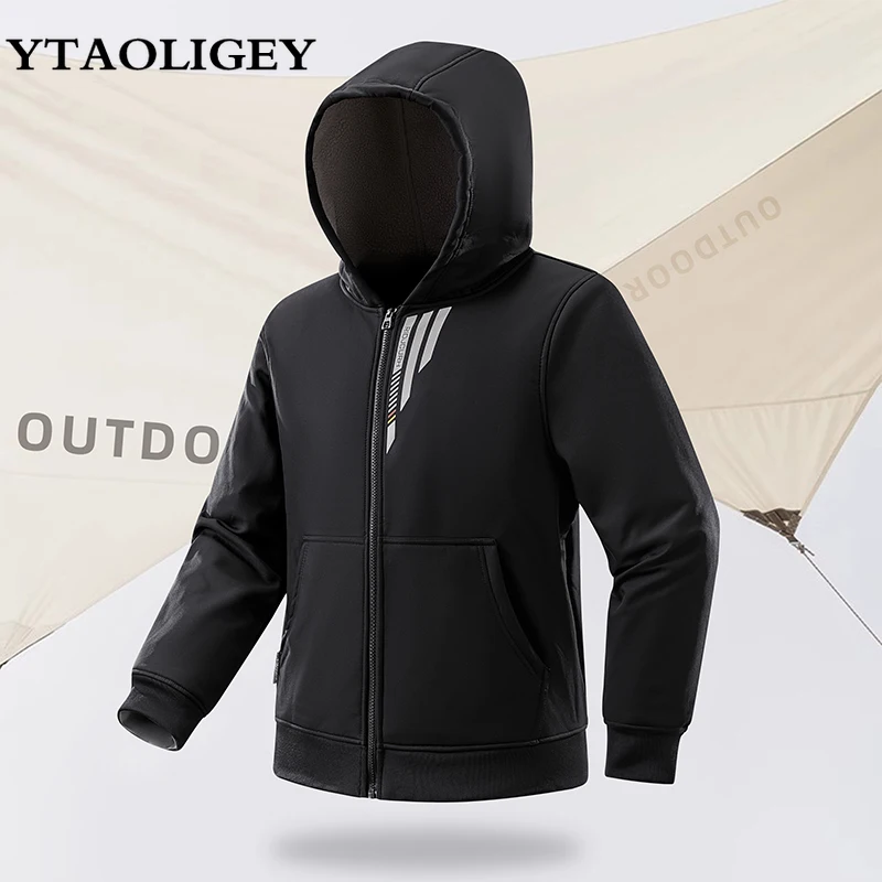 

Men's Winter Fleece Jackets Coat Polar Fleece Thick Warm HoodieOutdoor Fashion Casual Coats 2023 New Male Waterproof Clothing