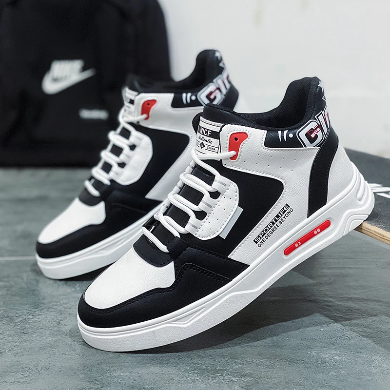 Autumn Winter Fashion Platform Men's Skate Shoes Breathable High-top Sneakers Men Lace-up Skateboarding Shoes Man basket homme