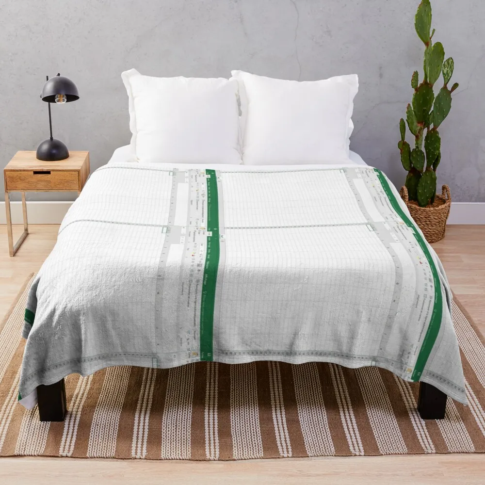 

Excel spreadsheet Throw Blanket Flannels