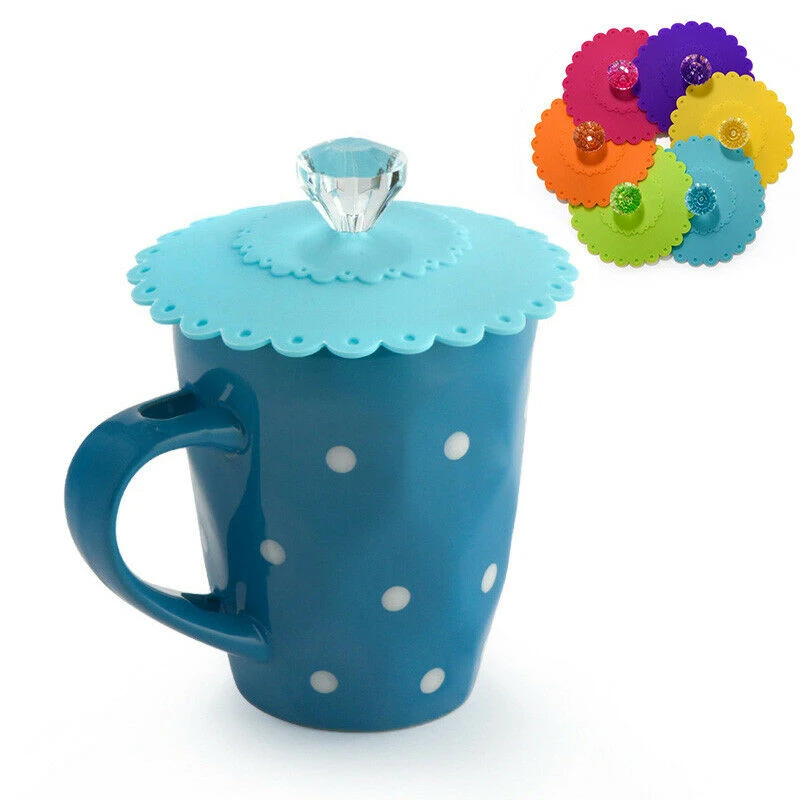 

6Pcs Silicone Cup Lids Caps Coffee Mug Cover Glass Drink Suction Seal Anti-dust