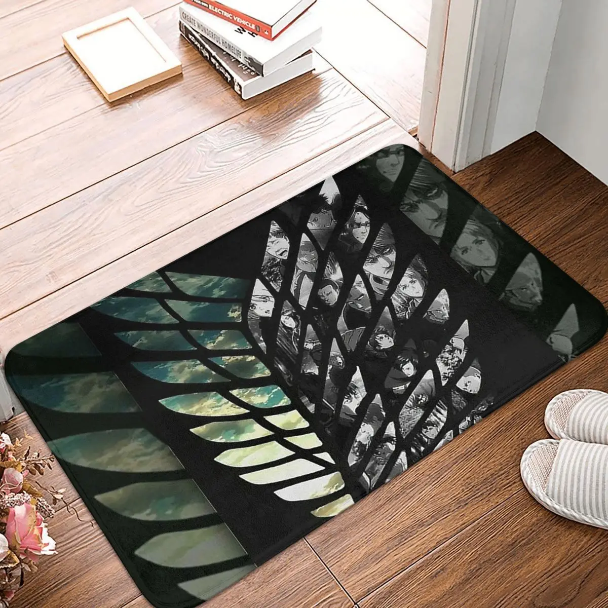 Attack On Titan Eren Jager Mikasa Ackerman Armin Arlert Non-slip Doormat Glory Of Humanity Bath Kitchen Mat Prayer Carpet Decor