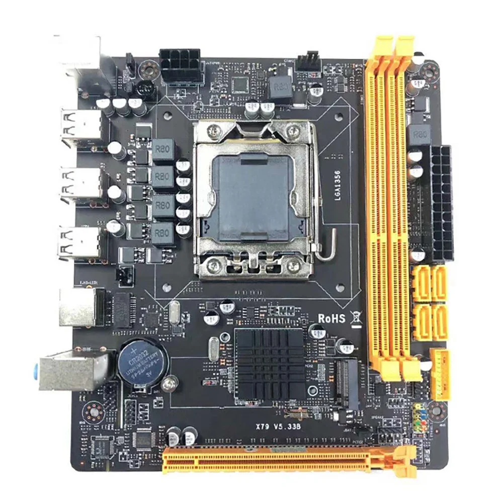 Компьютер Материнская плата LGA 1356 H61 для Intel Xeon E5 CPU DDR3 REG ECC NVME M.2 материнская