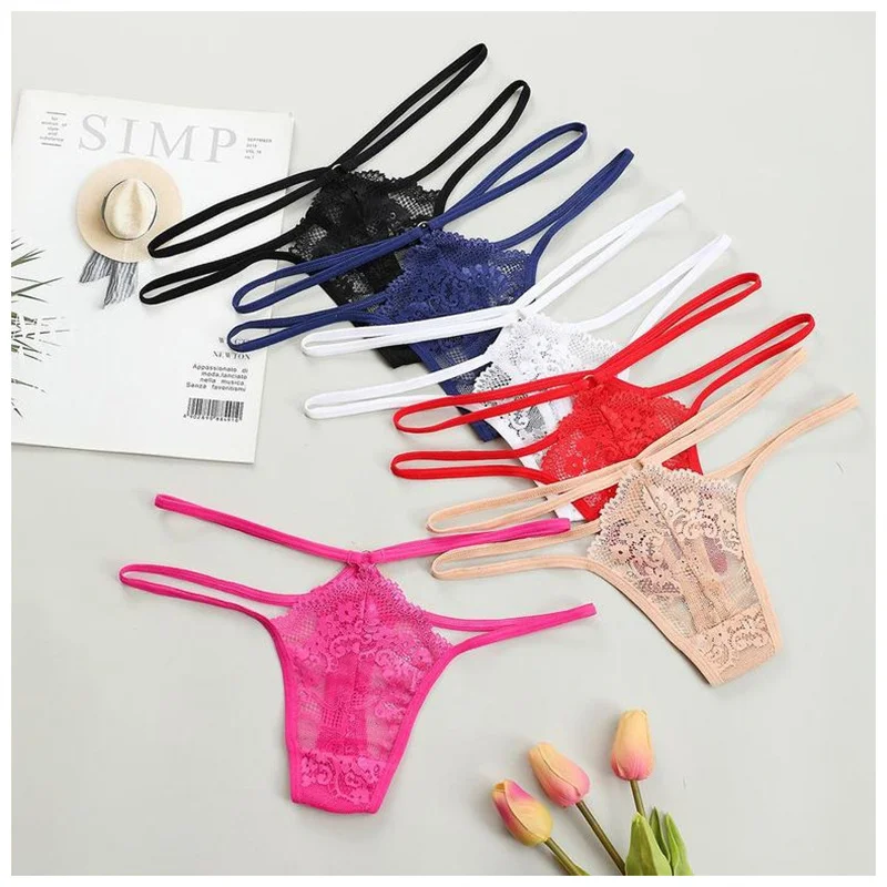 

2022 Ladies Fashion Sexy Lace Girl Low Waist Thong Thong Thin Belt T-Line Panties